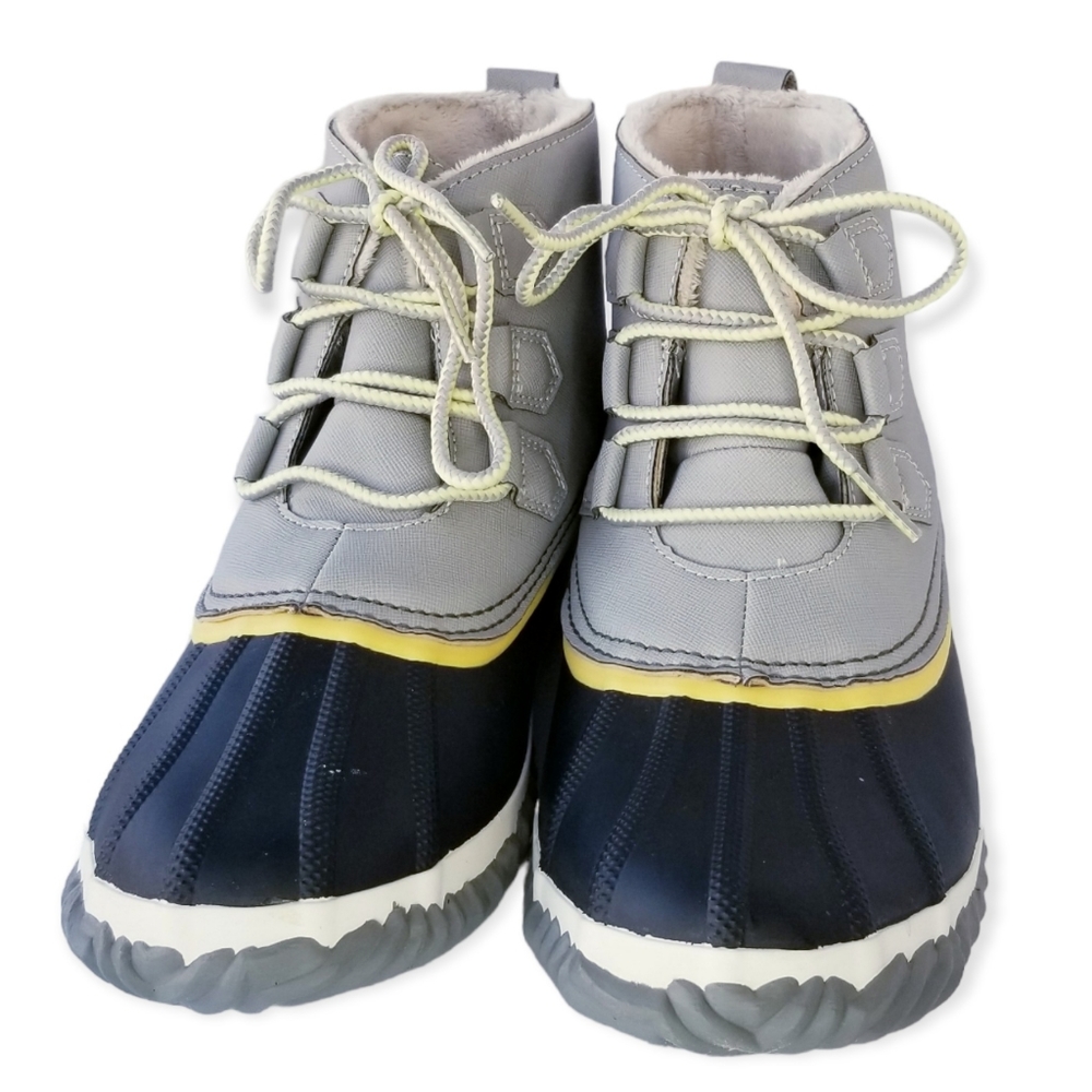JBU by Jambu "Nala" Grey and Yellow Duck Boots Woman's Size 10 - Picture 1 of 11